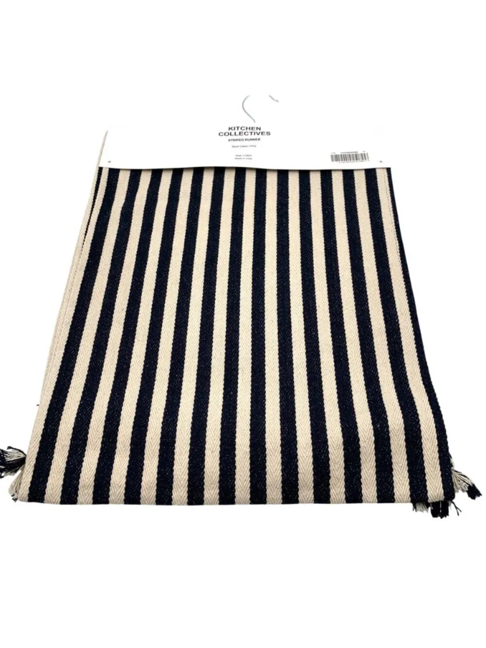 NWT Kitchen Collectives Navy & White Striped Table Runner 14